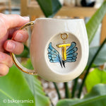 Angel Wings With Halo Mug Blue - BSK Ceramics Handmade