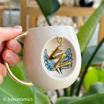 Angel Wings With Halo Mug Blue - BSK Ceramics Handmade