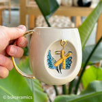 Angel Wings With Halo Mug Blue - BSK Ceramics Handmade