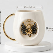 Black Angel Wing Personalized Porcelain Mug - 280 ml / 9.5 oz