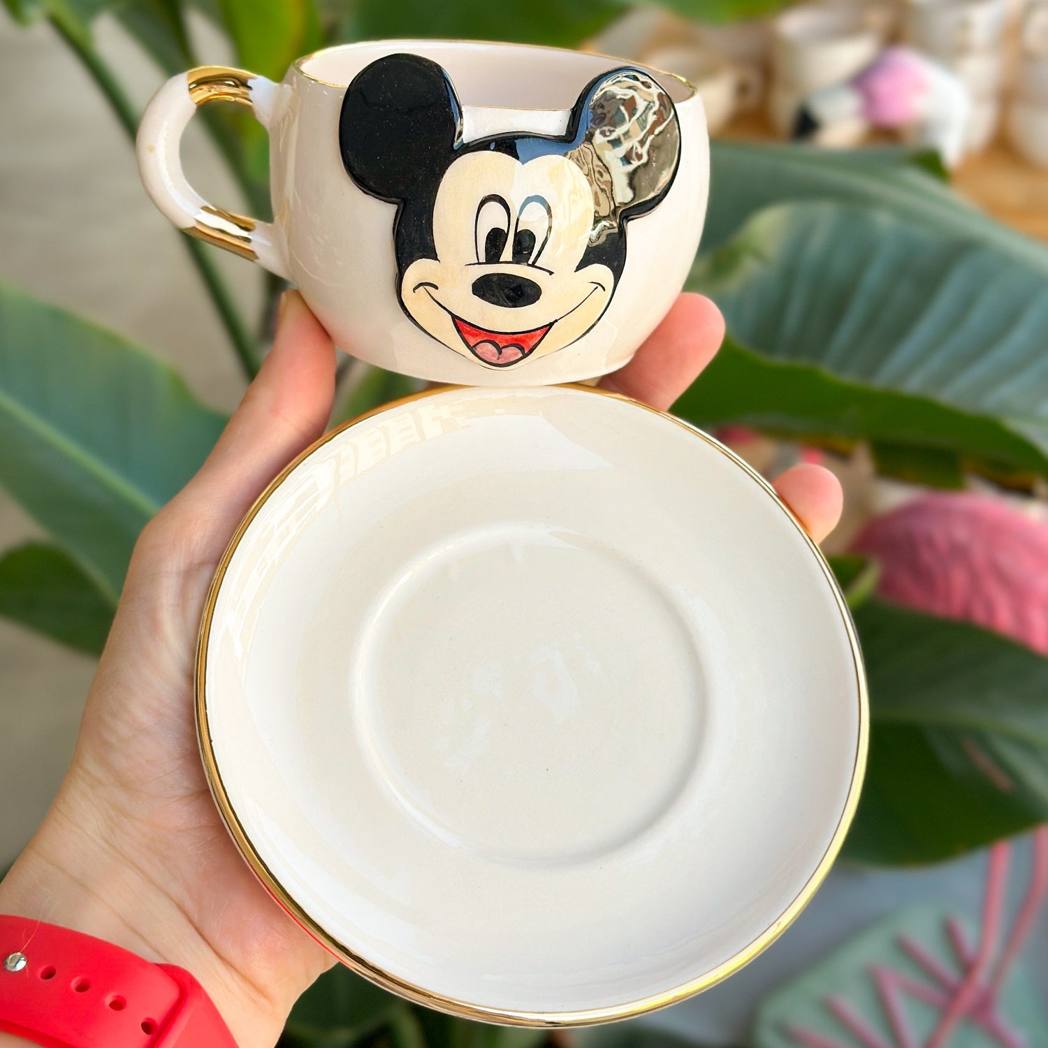 Mickey Mouse Tea Mug White - BSK Ceramics Handmade