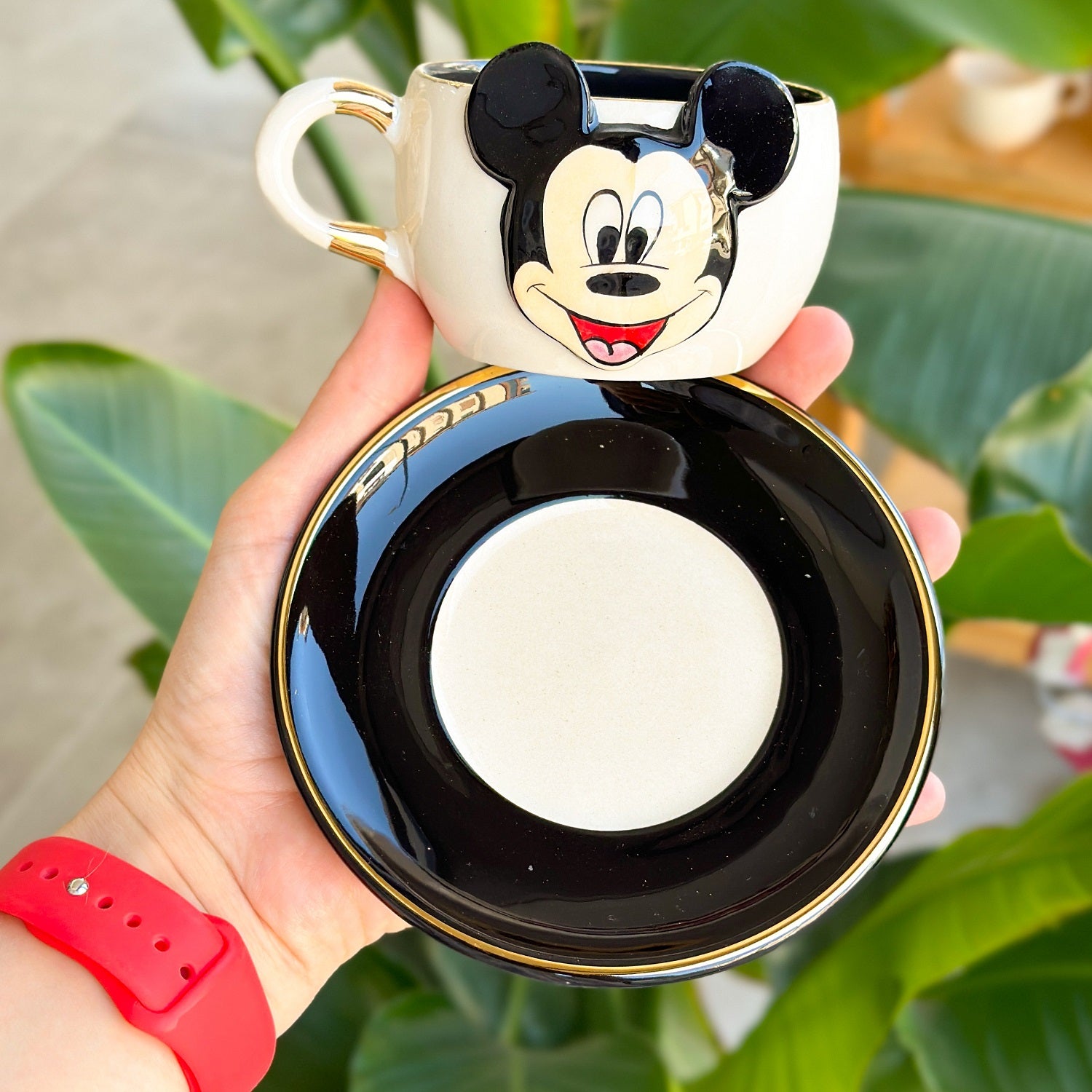 Mickey Mouse Tea Mug Black - BSK Ceramics Handmade