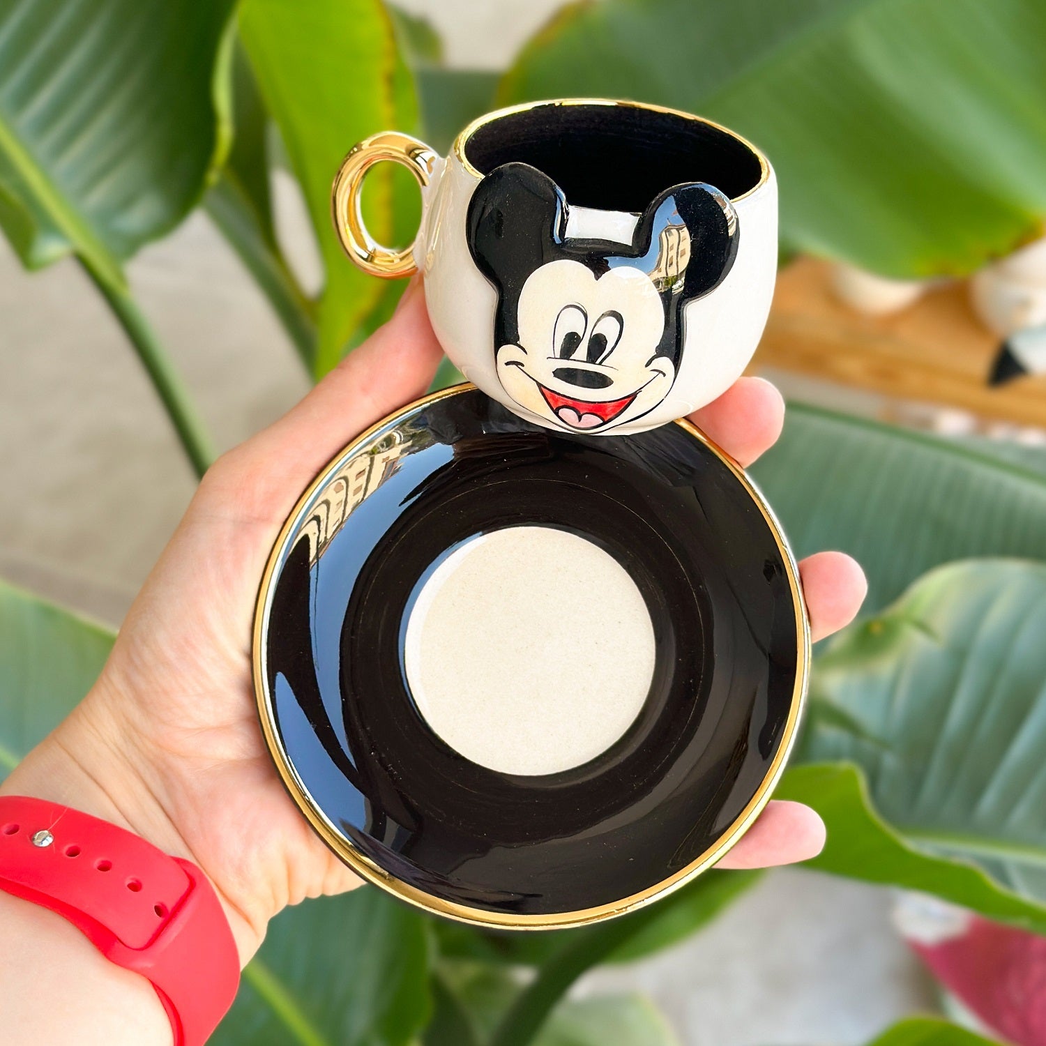 Mickey Mouse Coffee Cup Black - BSK Ceramics Handmade