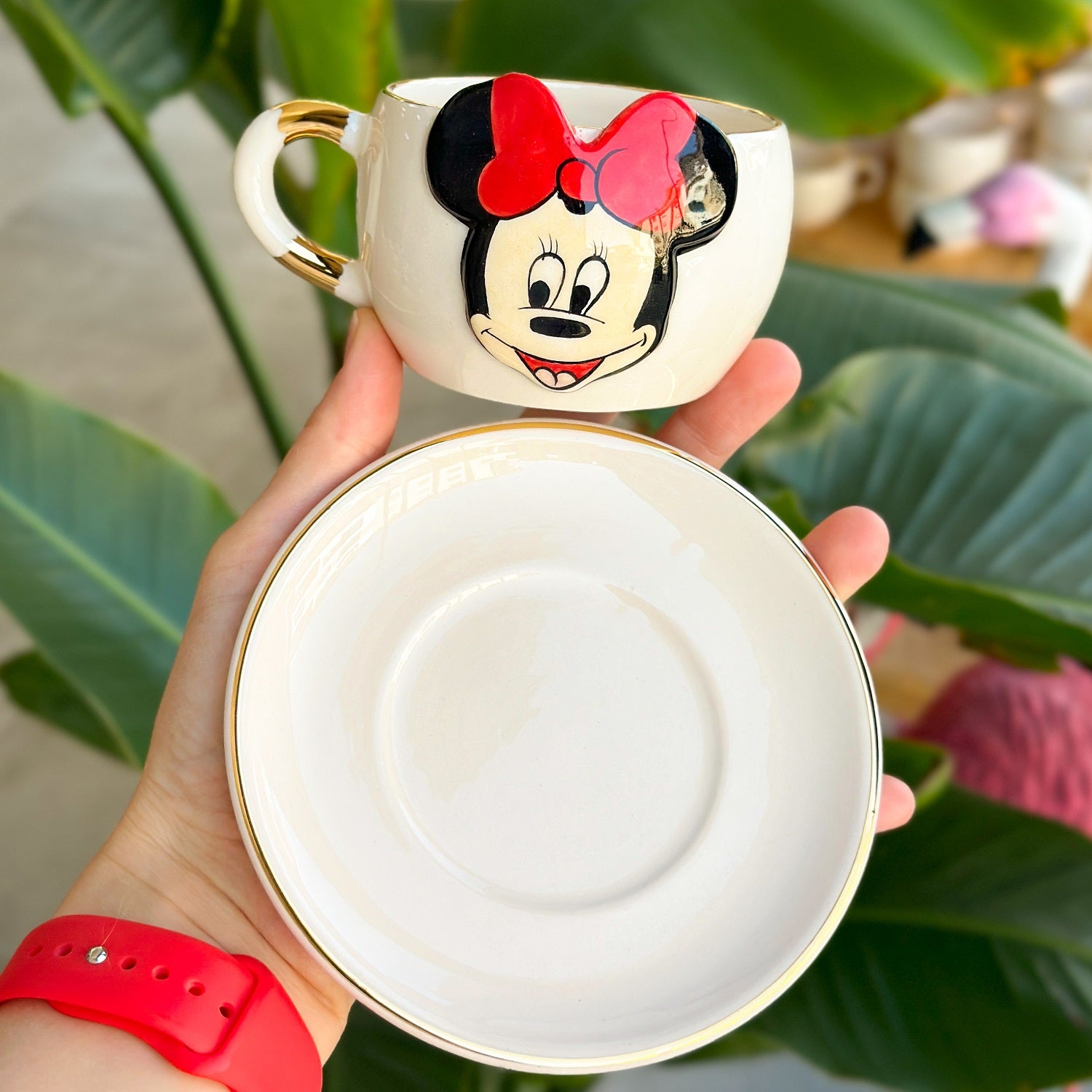 Minnie Mouse Tea Mug White - BSK Ceramics Handmade