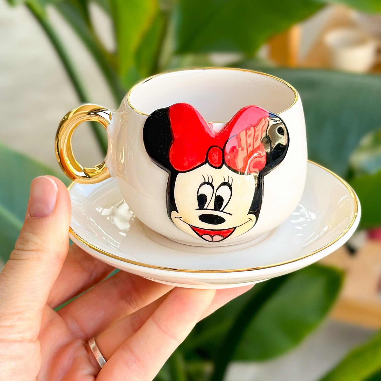 Minnie Mouse Coffee Cup White - BSK Ceramics Handmade