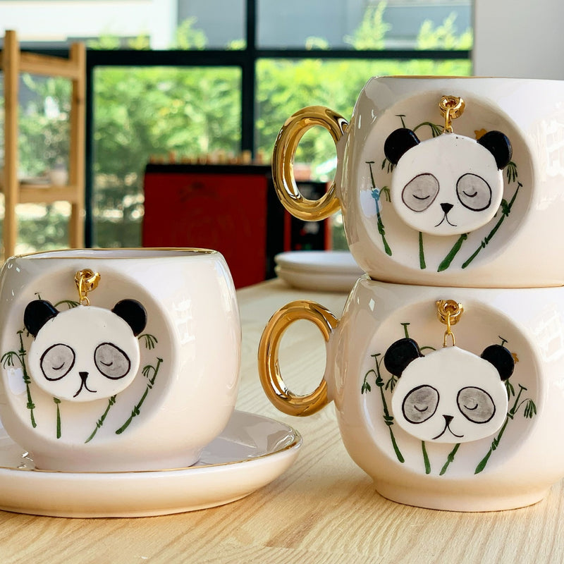 Nature Series Panda Coffee Cup - BSK Ceramics Handmade