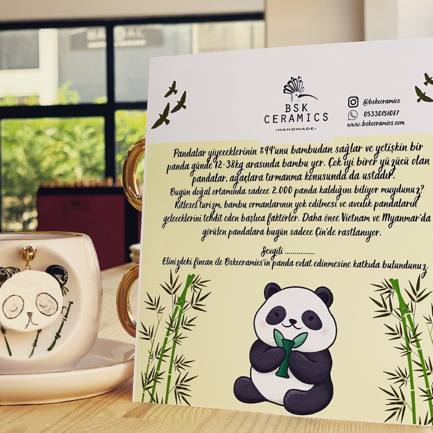 Nature Series Panda Coffee Cup - BSK Ceramics Handmade