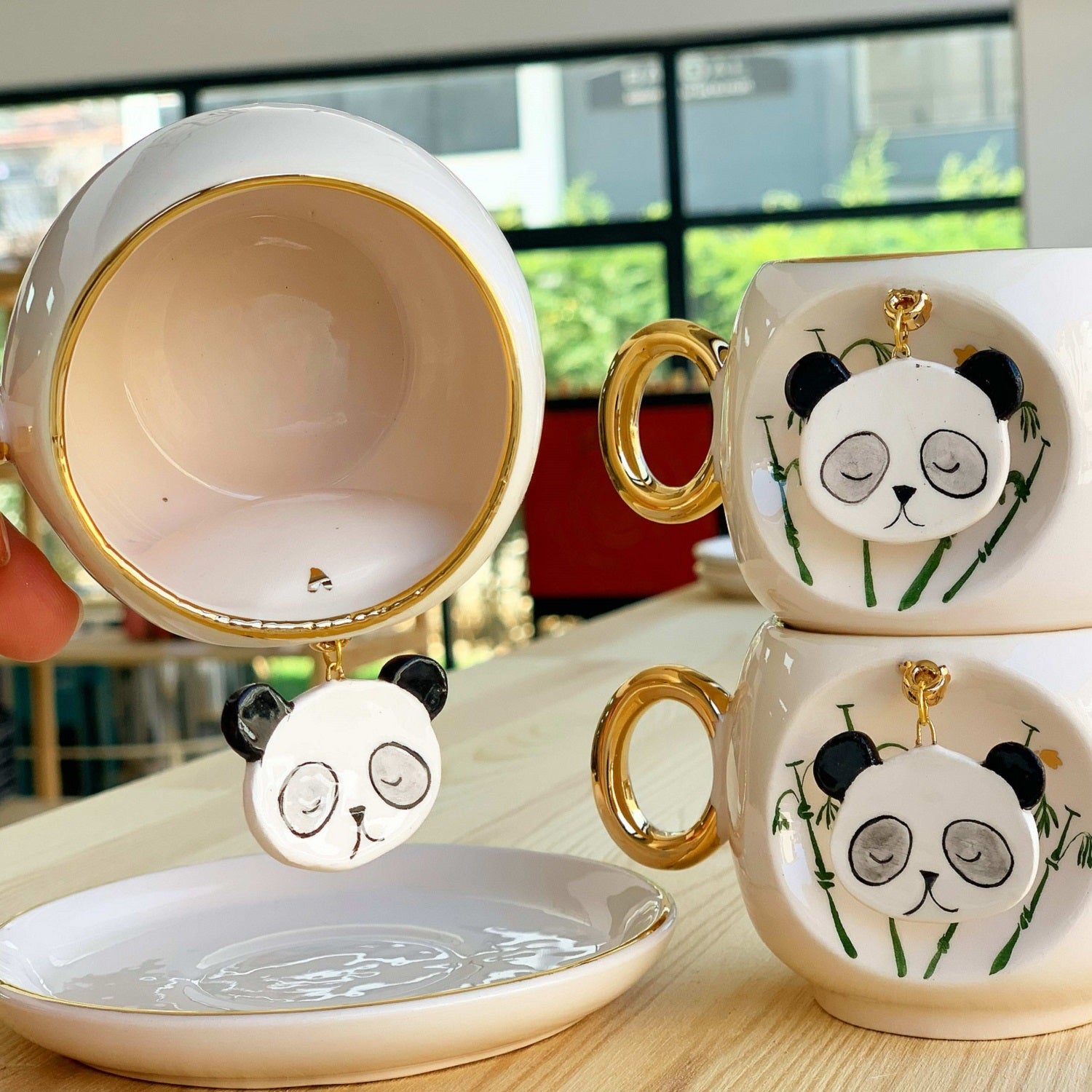 Nature Series Panda Coffee Cup - BSK Ceramics Handmade