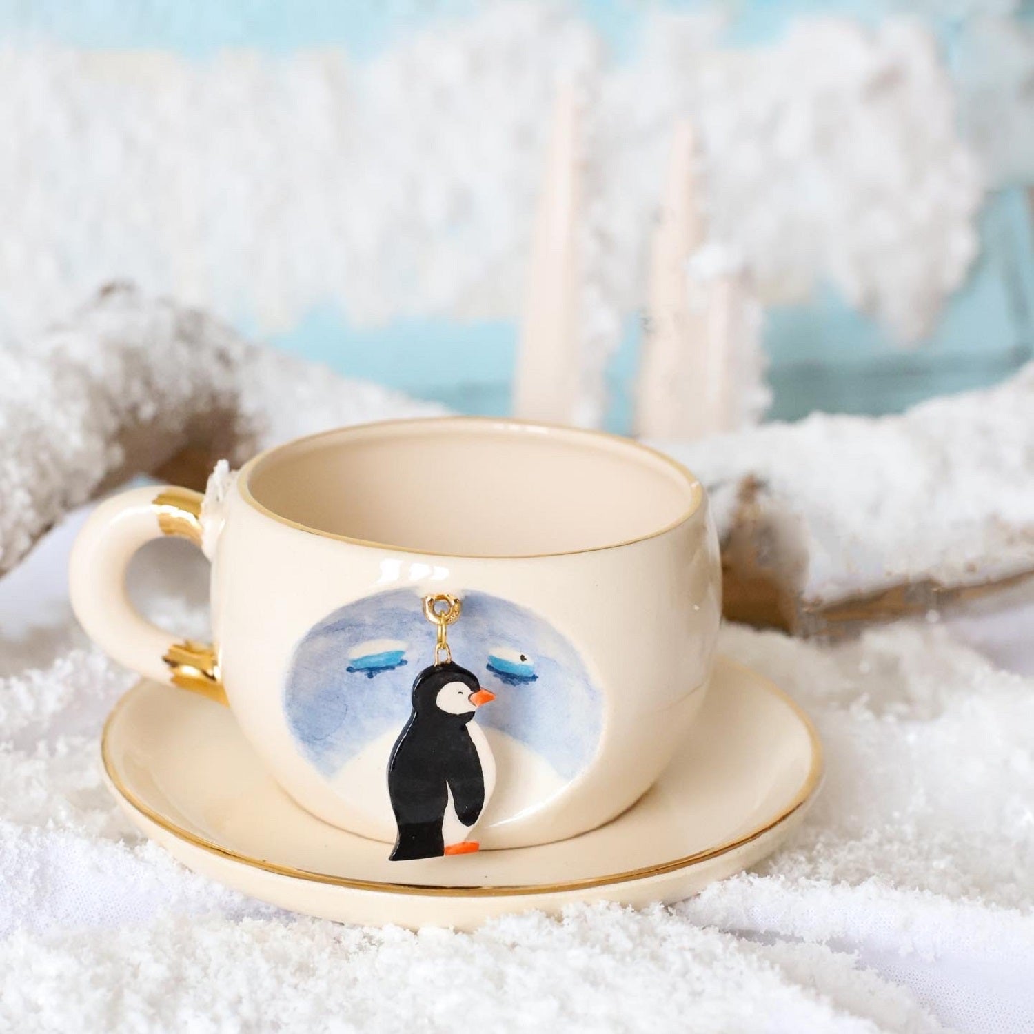 Nature Series Emperor Penguin Tea Mug - BSK Ceramics Handmade