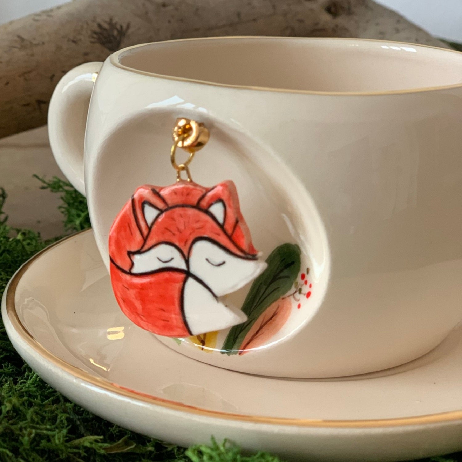 Nature Series Red Fox Coffee Cup - BSK Ceramics Handmade