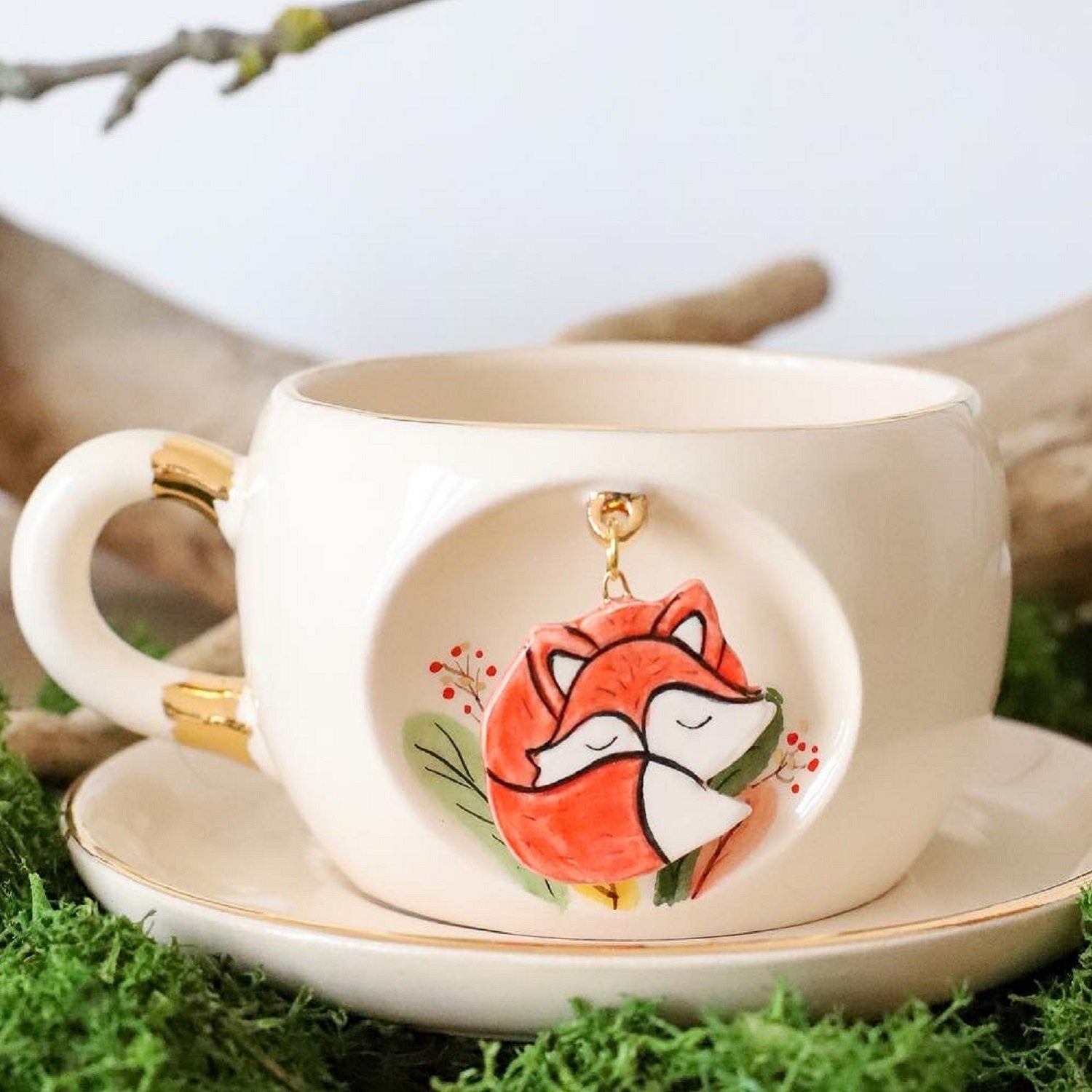 Nature Series Red Fox Tea Mug - BSK Ceramics Handmade