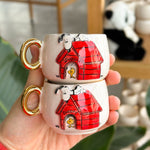 Handmade Ceramic Snoopy Coffee Cup, Coffee Time With Snoopy, Snoopy Sips from His Iconic Coffee Cup - BSK Ceramics Handmade