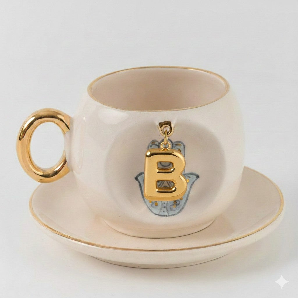 Hamsa Personalized Turkish Coffee Cup, detail view 3