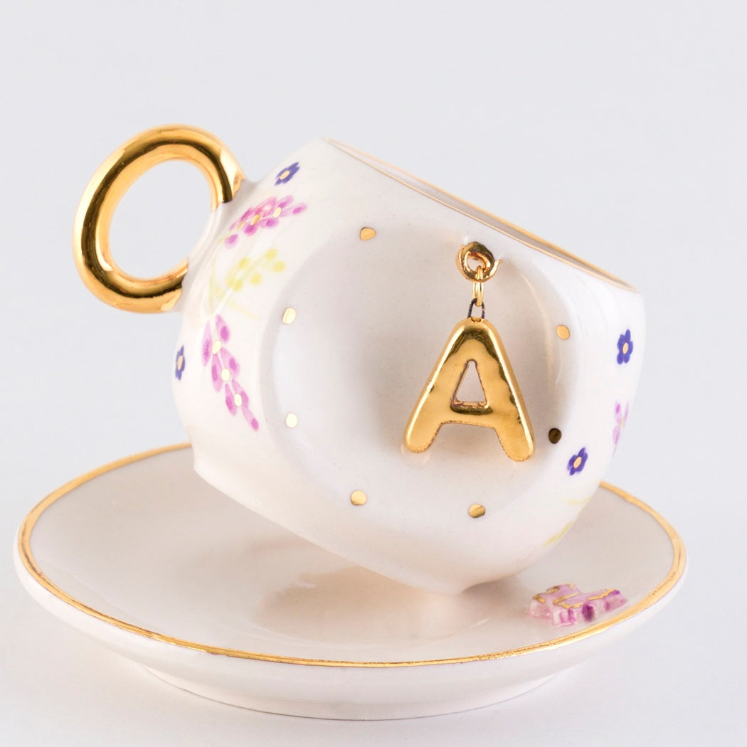 Lavender Personalized Porcelain Turkish Coffee Cup 130 ml / 4.4 oz