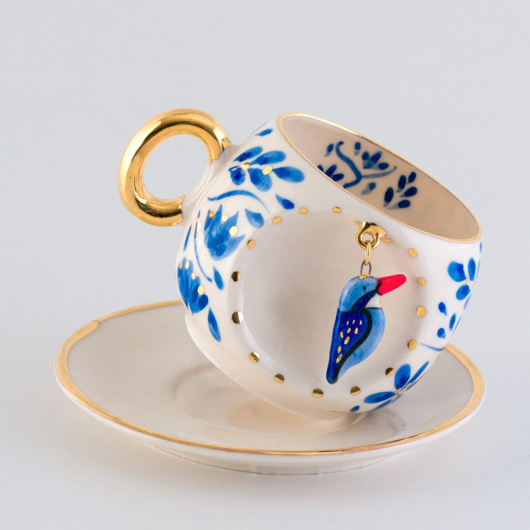 Fagfuri Bird  Porcelain Turkish Coffee Cup 130 ml / 4.4 oz