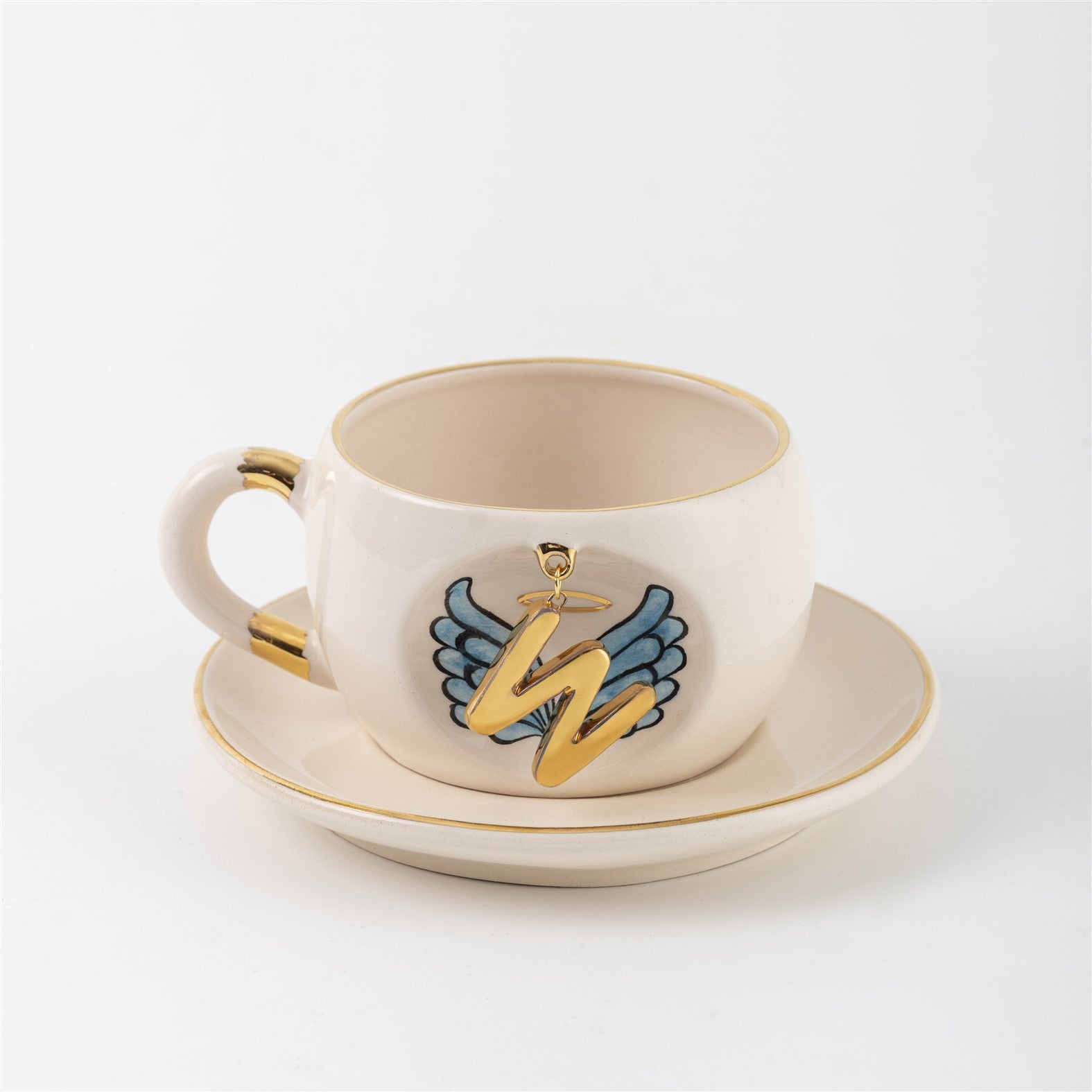 Angel Wings Letter Mug Blue