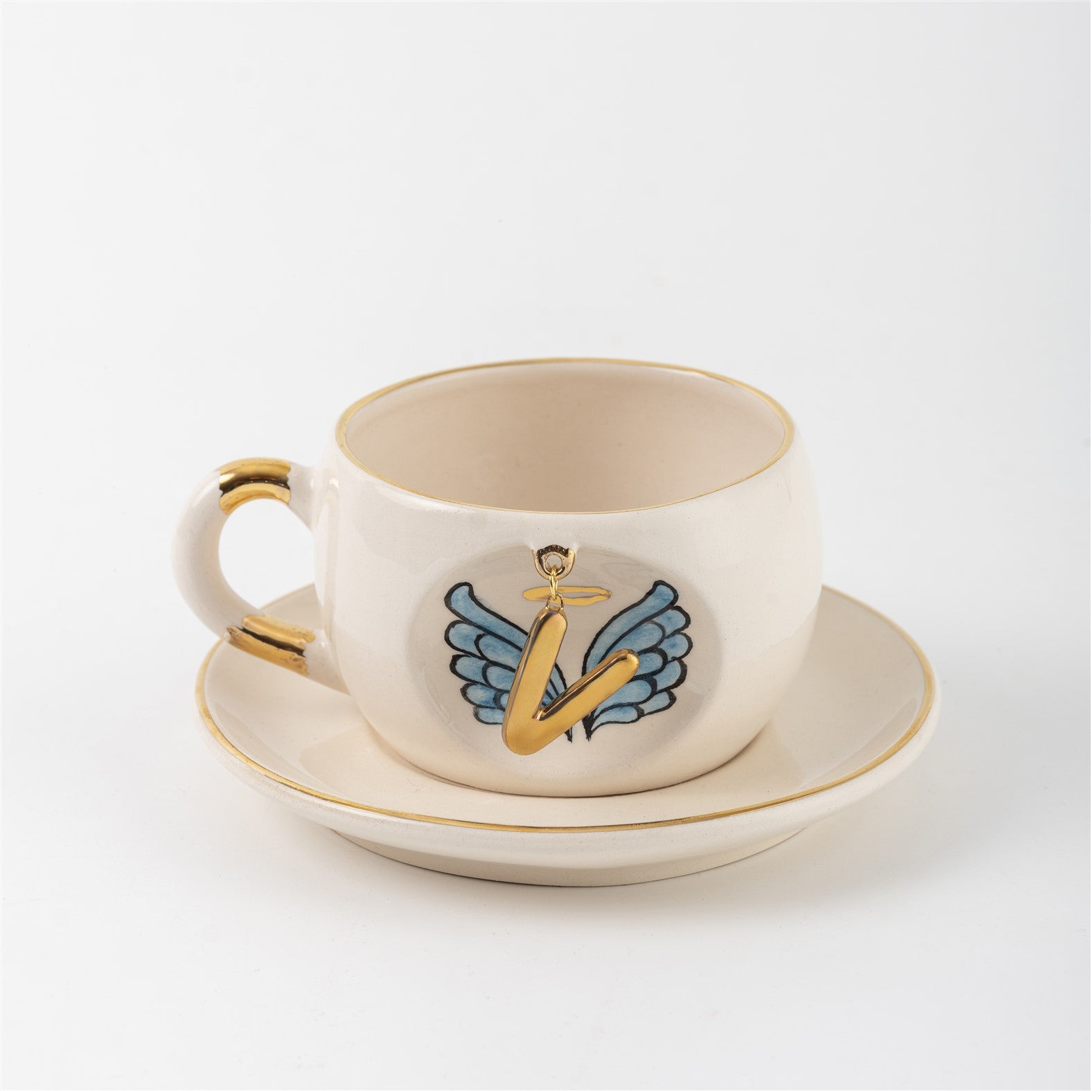 Angel Wings Letter Mug Blue