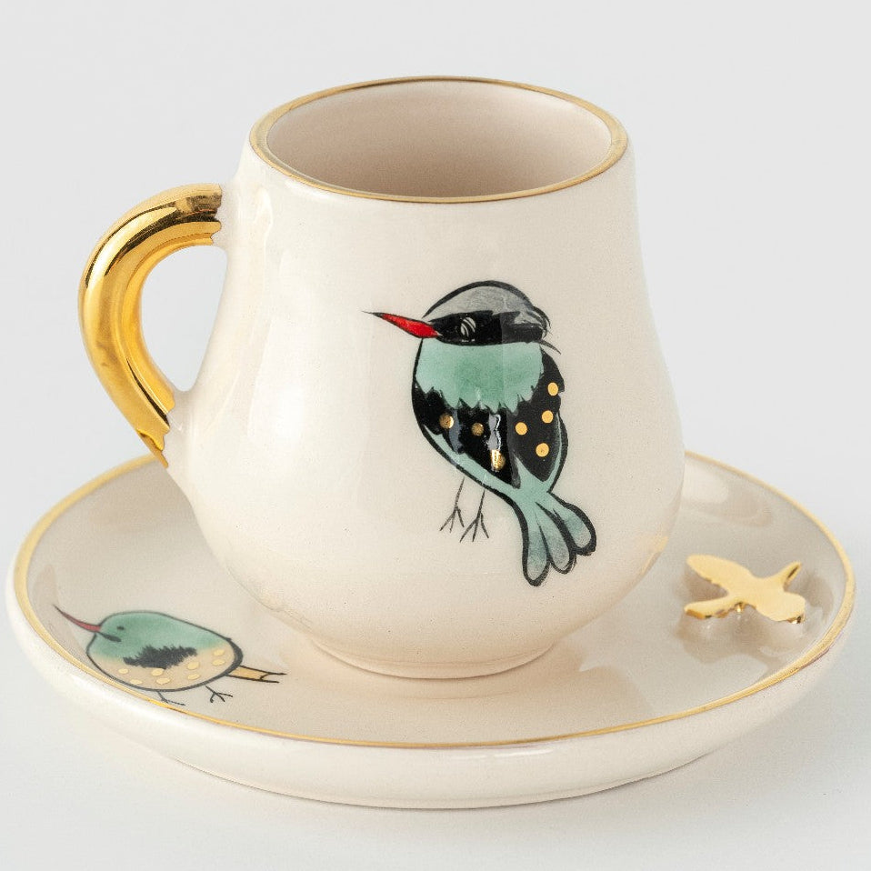 Golden Bird Turkish Coffee Cup Gray, product view