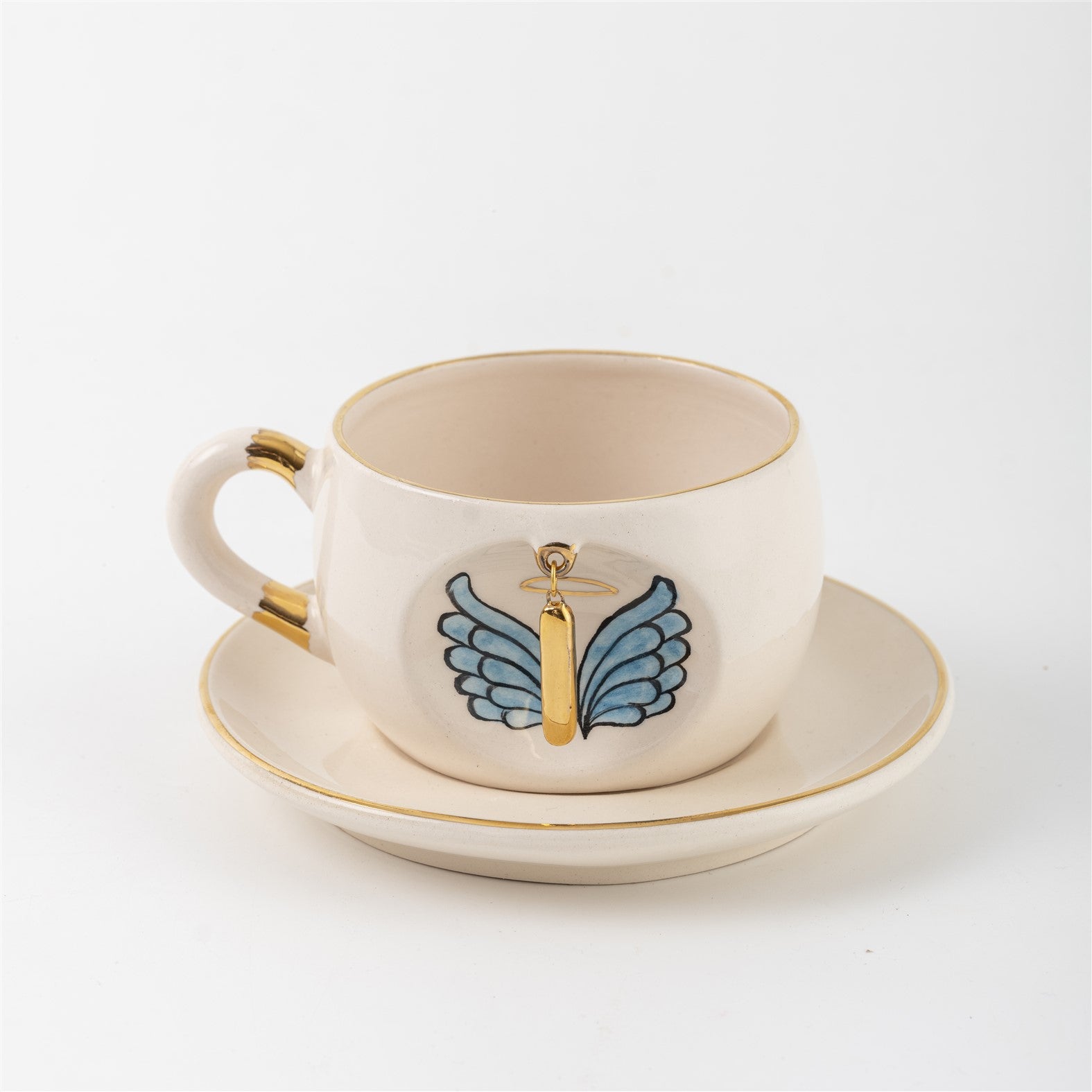 Angel Wings Letter Mug Blue