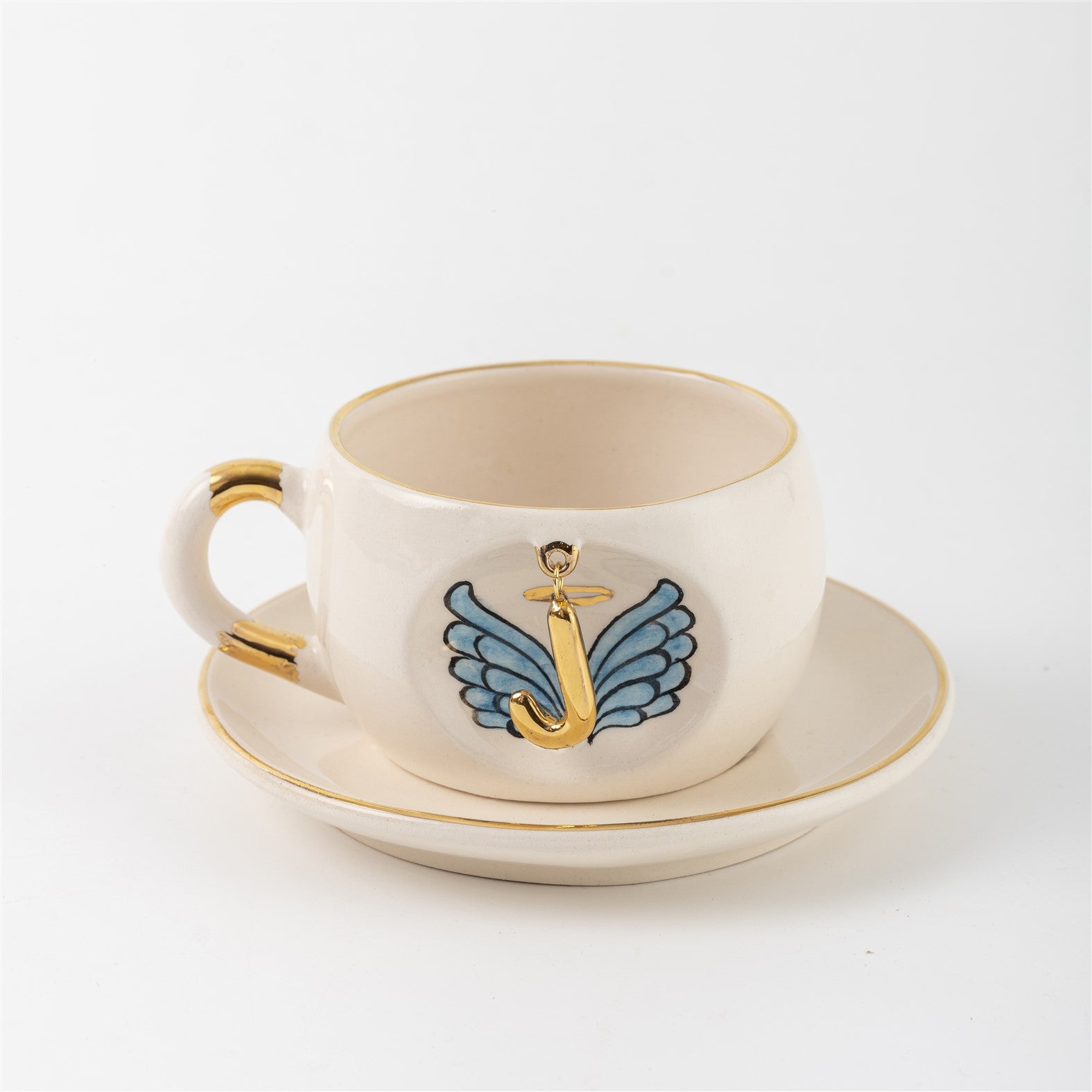 Angel Wings Letter Mug Blue