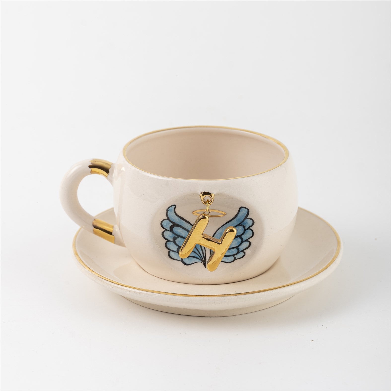 Angel Wings Letter Mug Blue