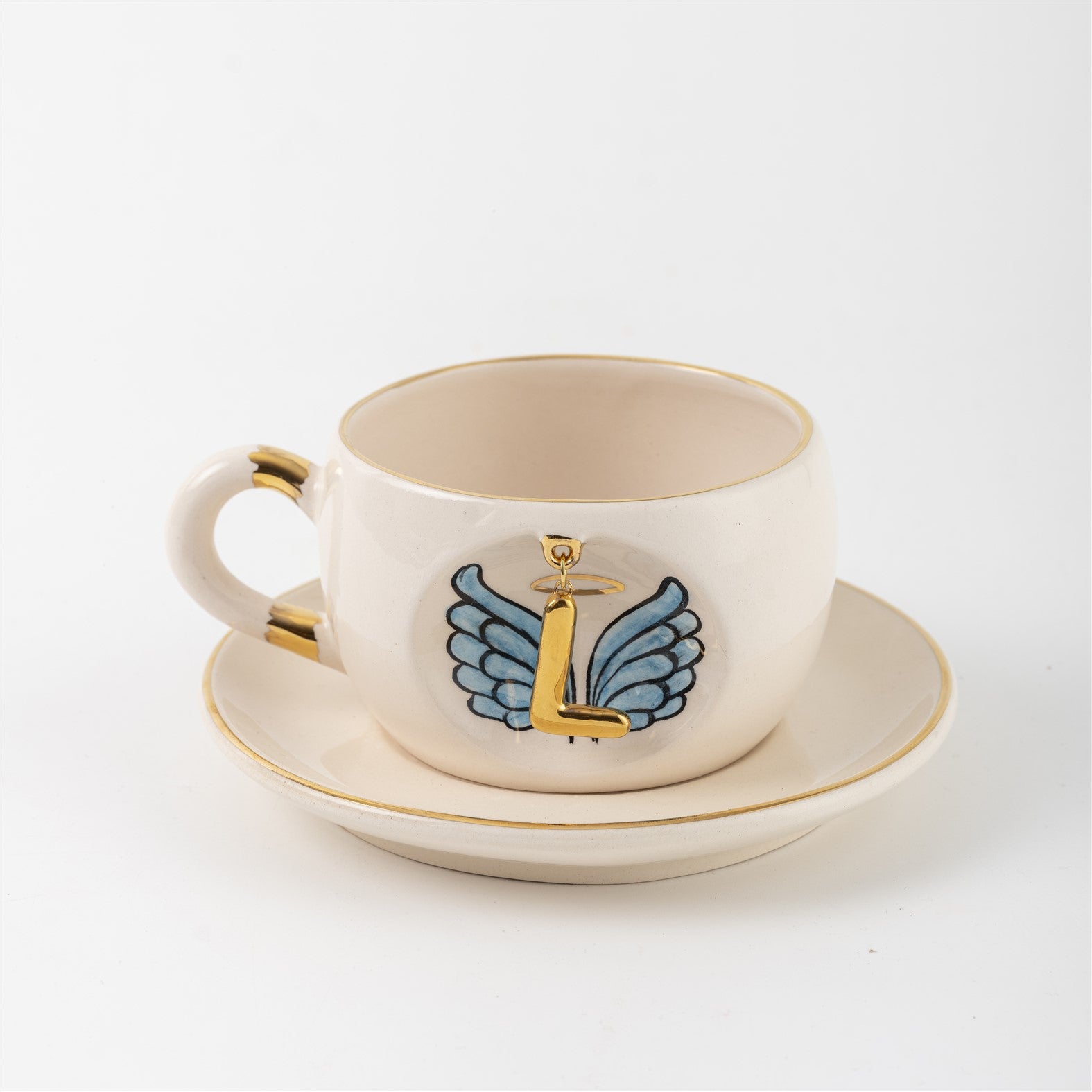 Angel Wings Letter Mug Blue