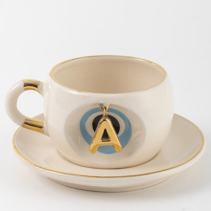 Nazar Personalized Ceramic Tea Mug Blue