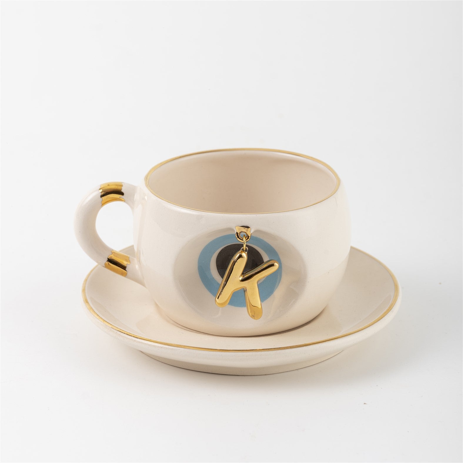 Nazar Tea Mug Blue with Letter