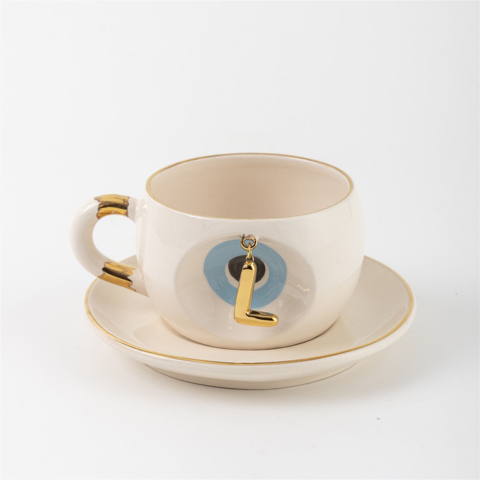 Nazar Tea Mug Blue with Letter