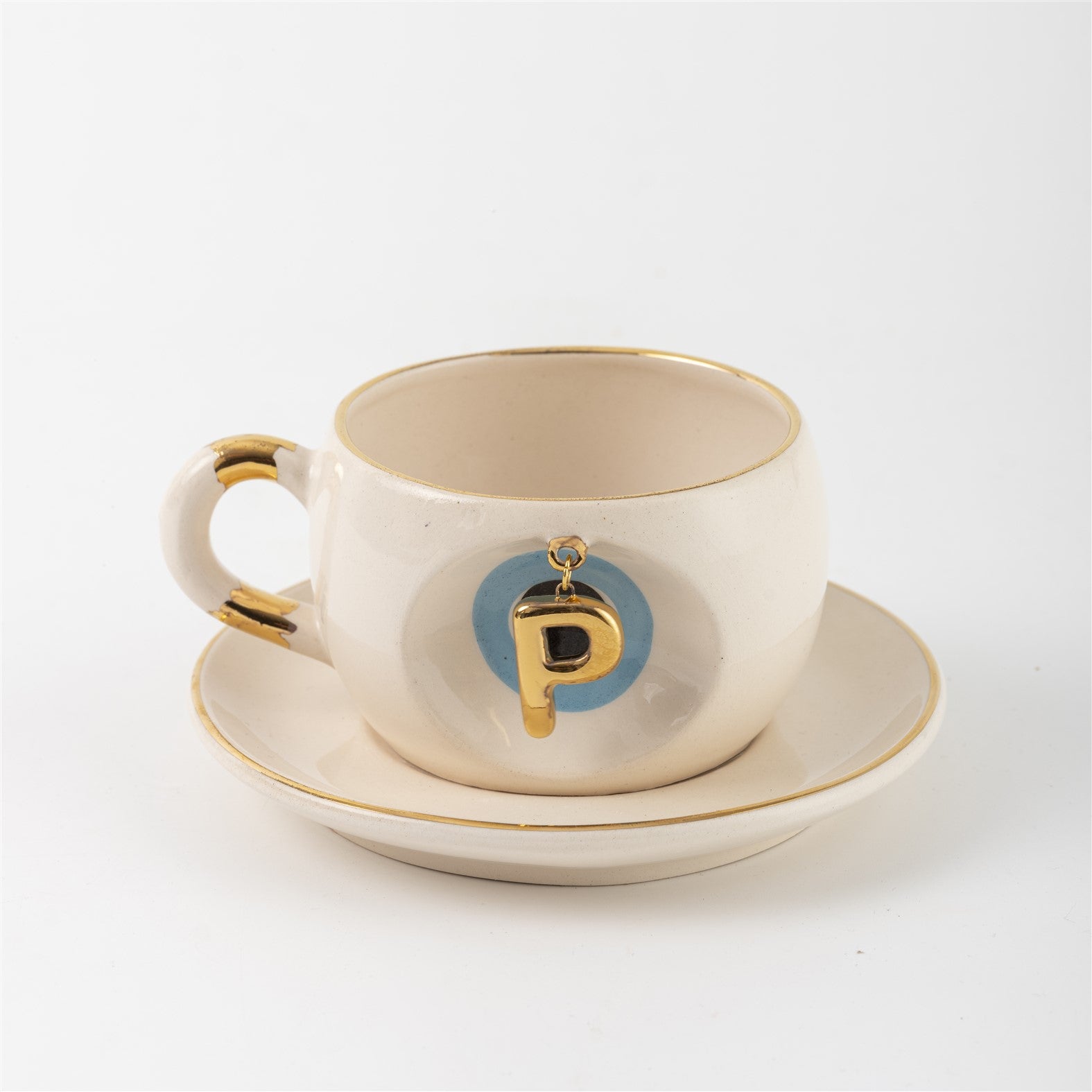 Nazar Tea Mug Blue with Letter