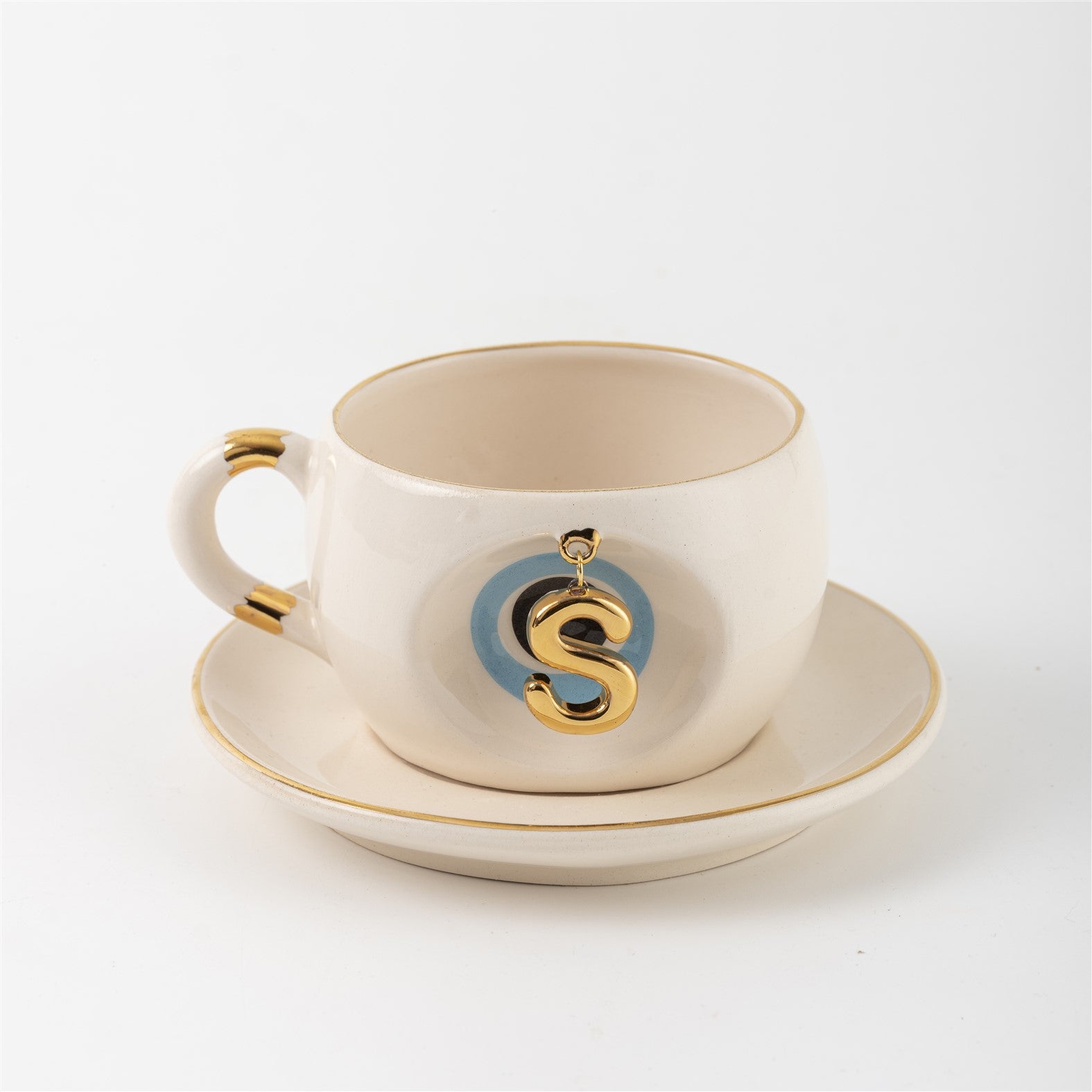 Nazar Tea Mug Blue with Letter