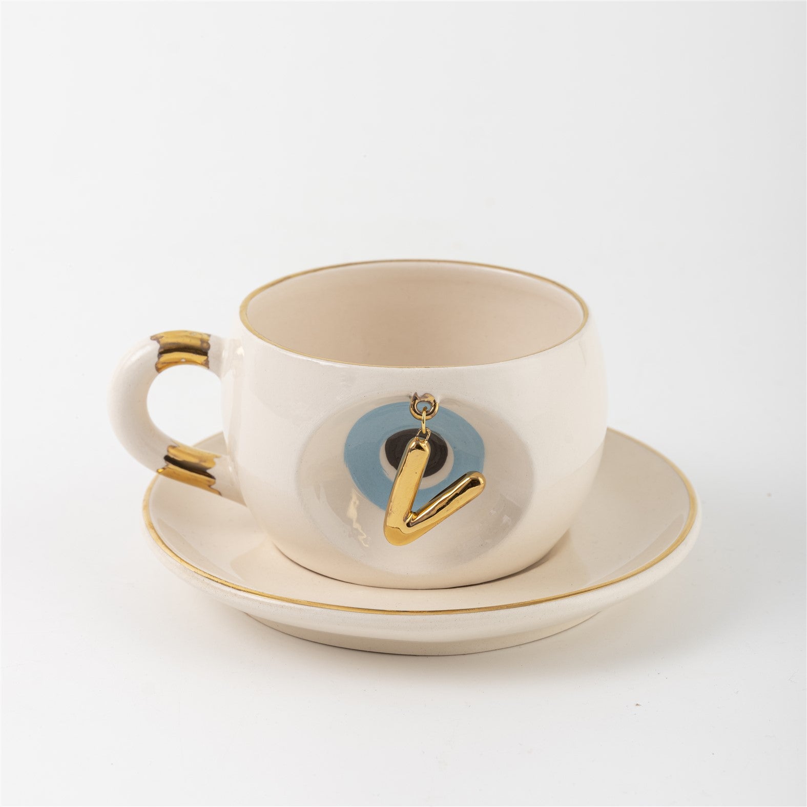 Nazar Tea Mug Blue with Letter