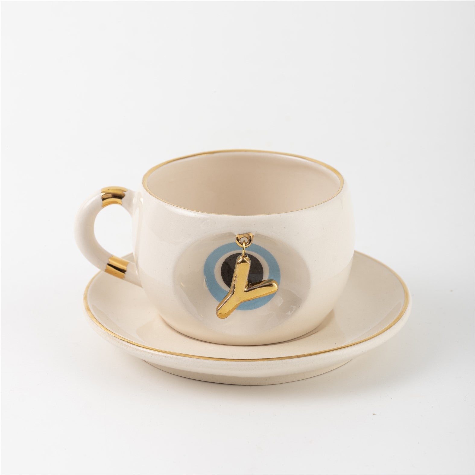 Nazar Tea Mug Blue with Letter