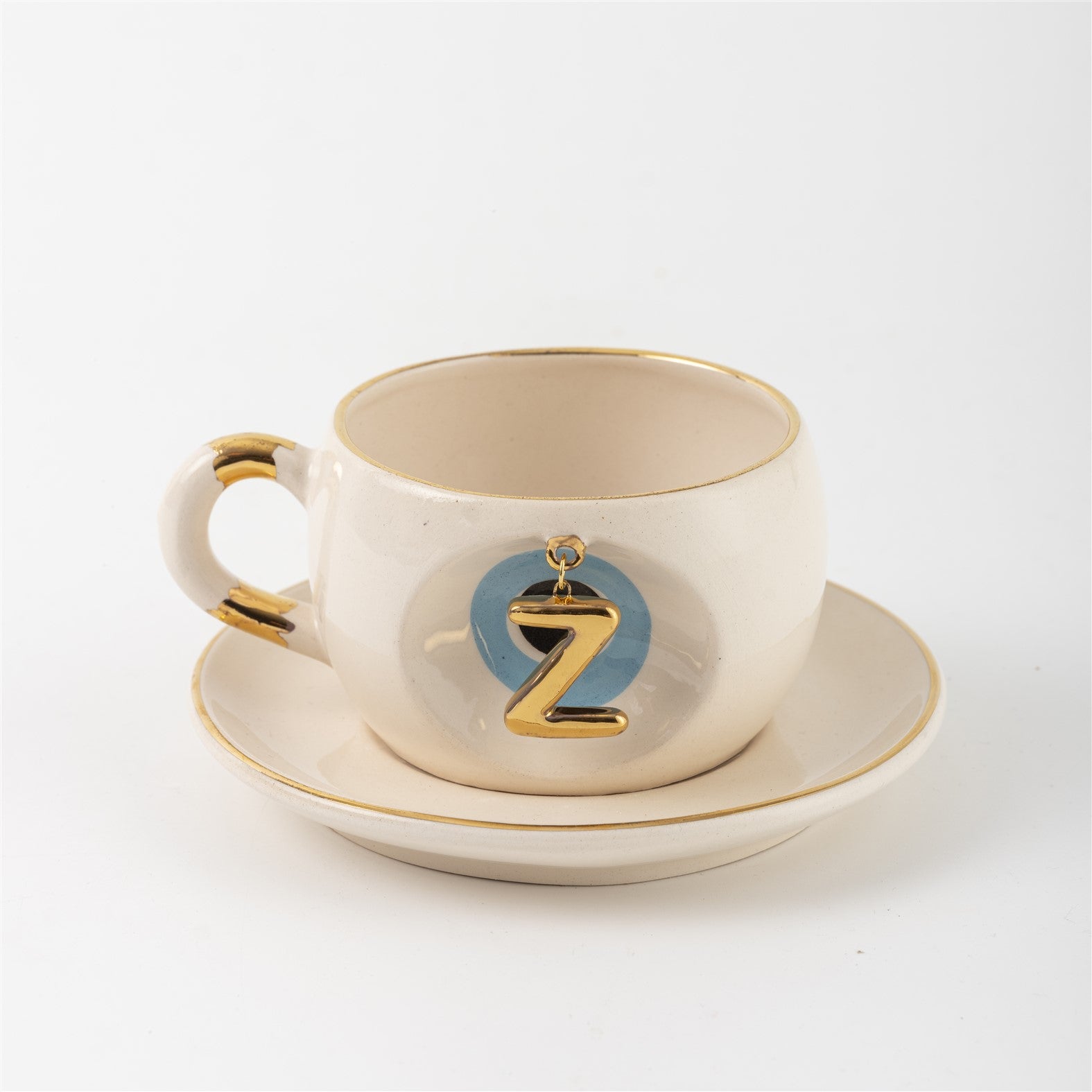 Nazar Tea Mug Blue with Letter