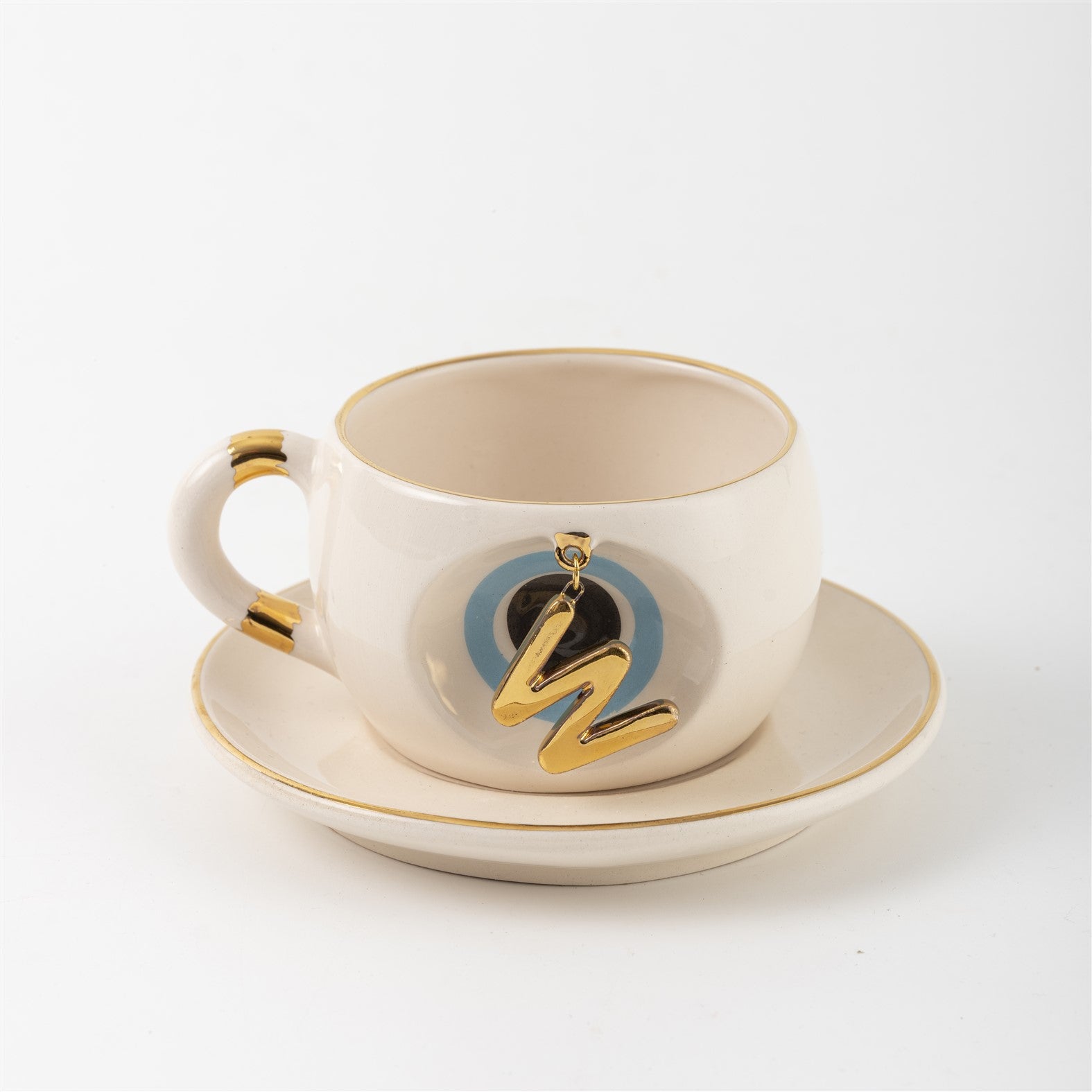 Nazar Tea Mug Blue with Letter