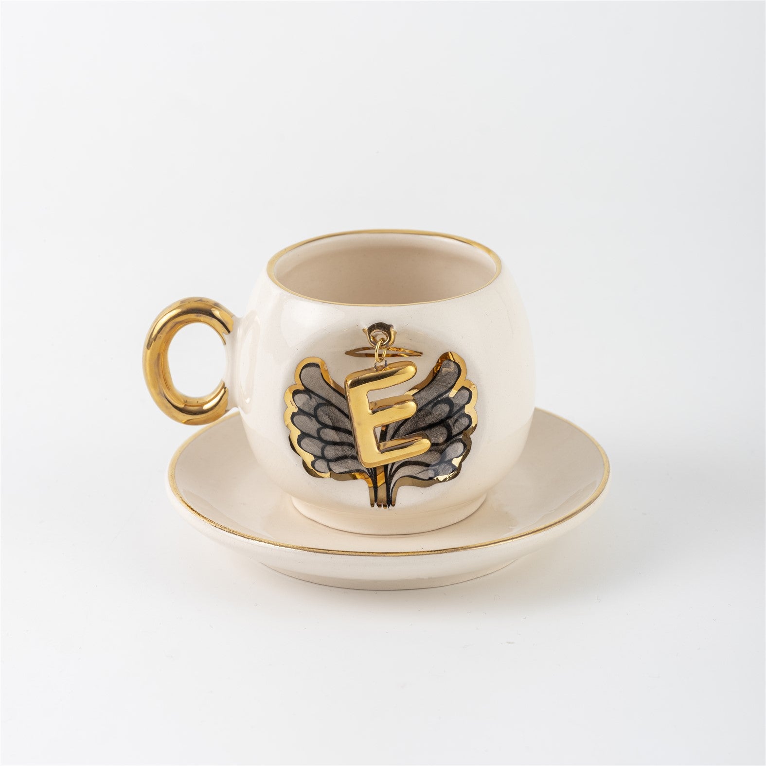 Angel Wings Letter Coffee Cup Black