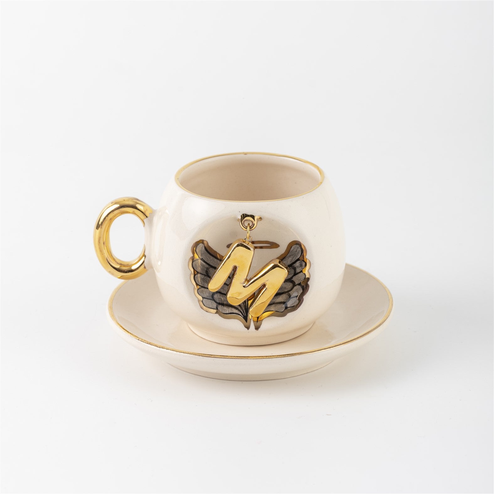 Angel Wings Letter Coffee Cup Black