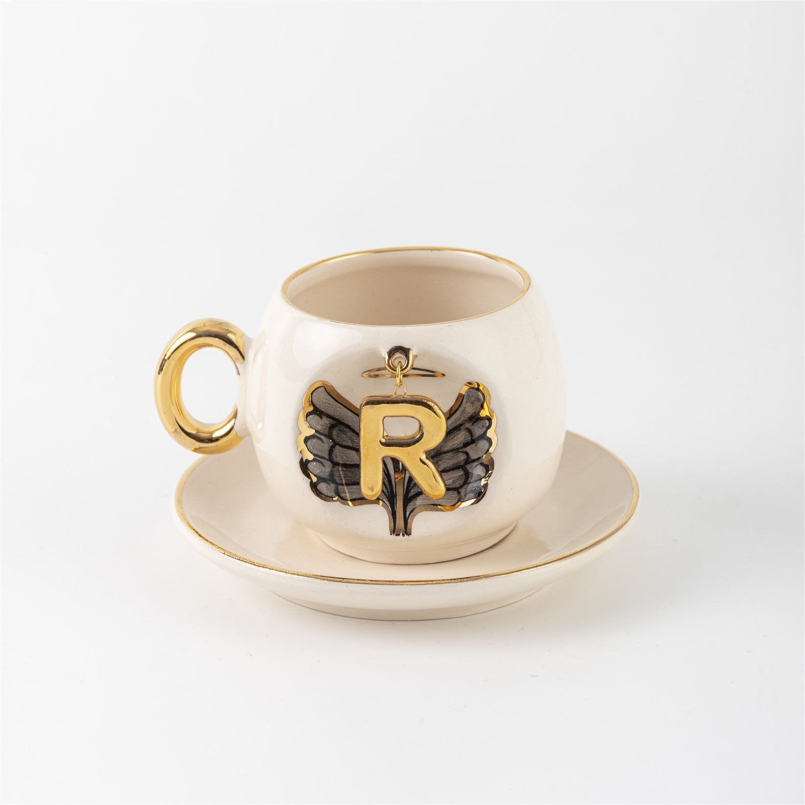 Angel Wings Letter Coffee Cup Black