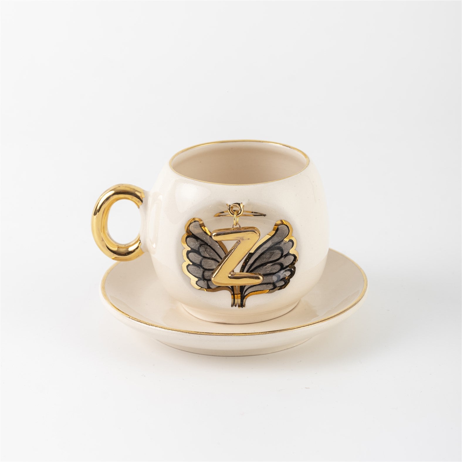 Angel Wings Letter Coffee Cup Black