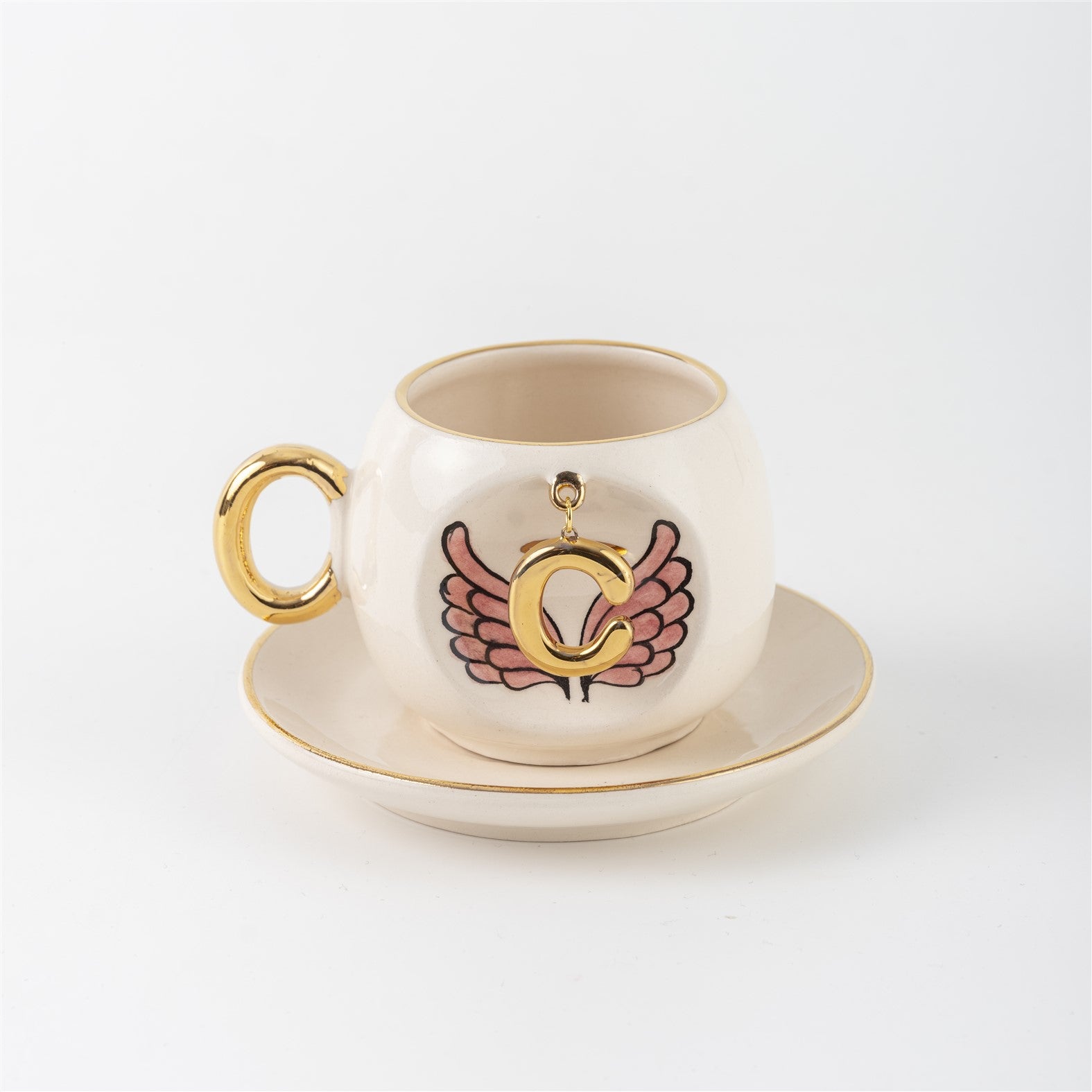 Angel Wings Letter Coffee Cup Pink