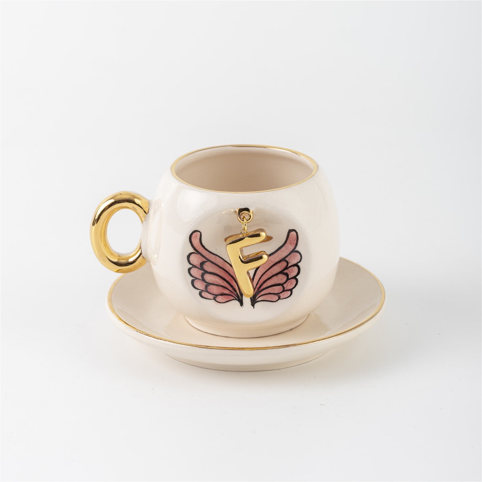 Angel Wings Letter Coffee Cup Pink