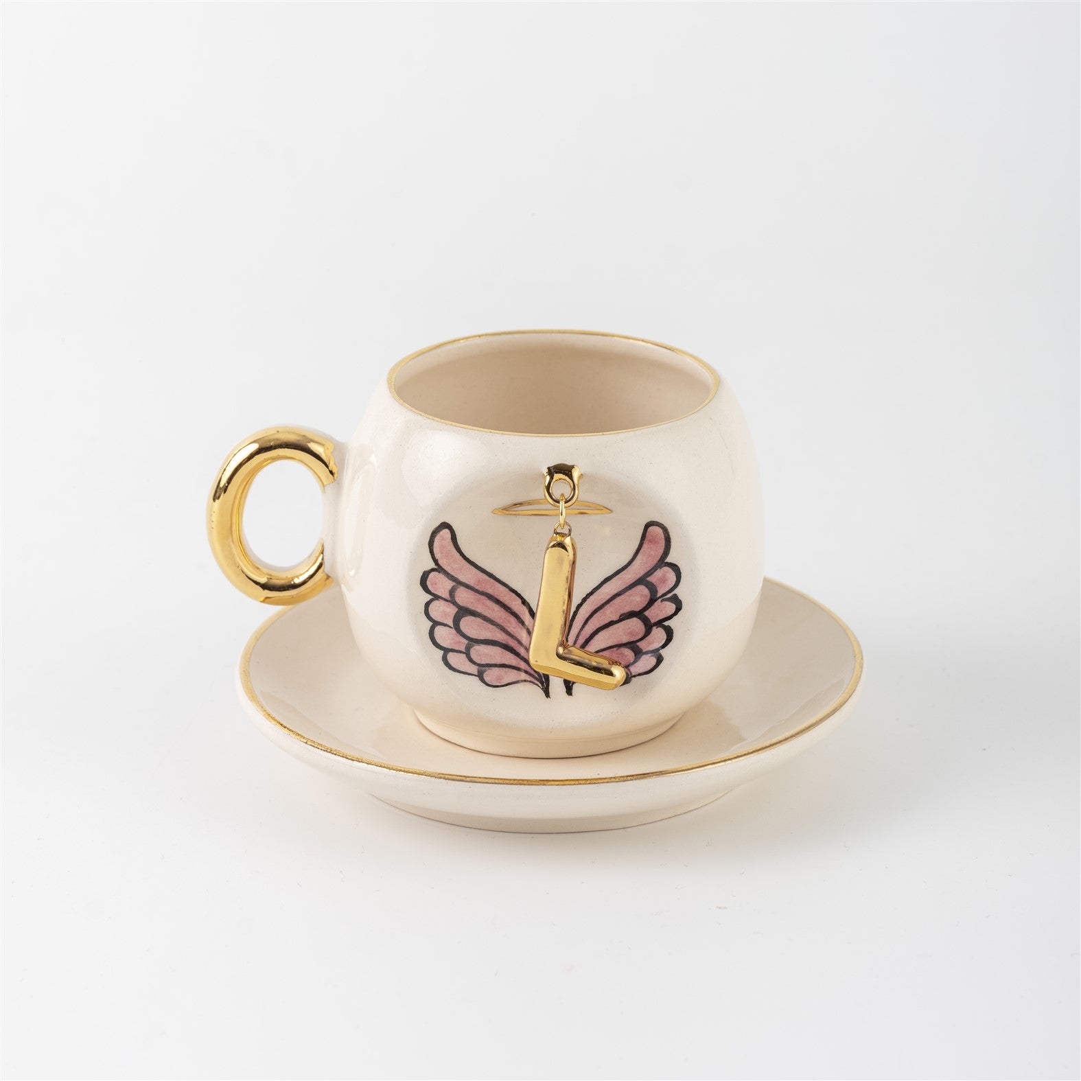 Angel Wings Letter Coffee Cup Pink