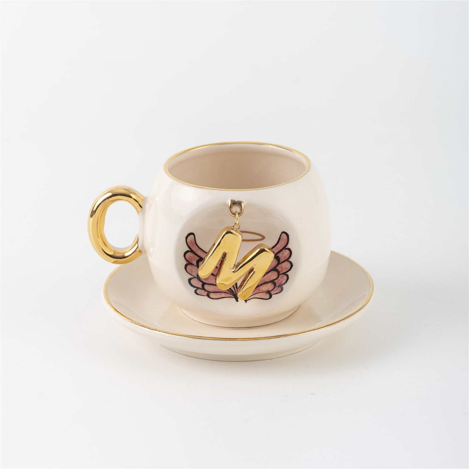 Angel Wings Letter Coffee Cup Pink