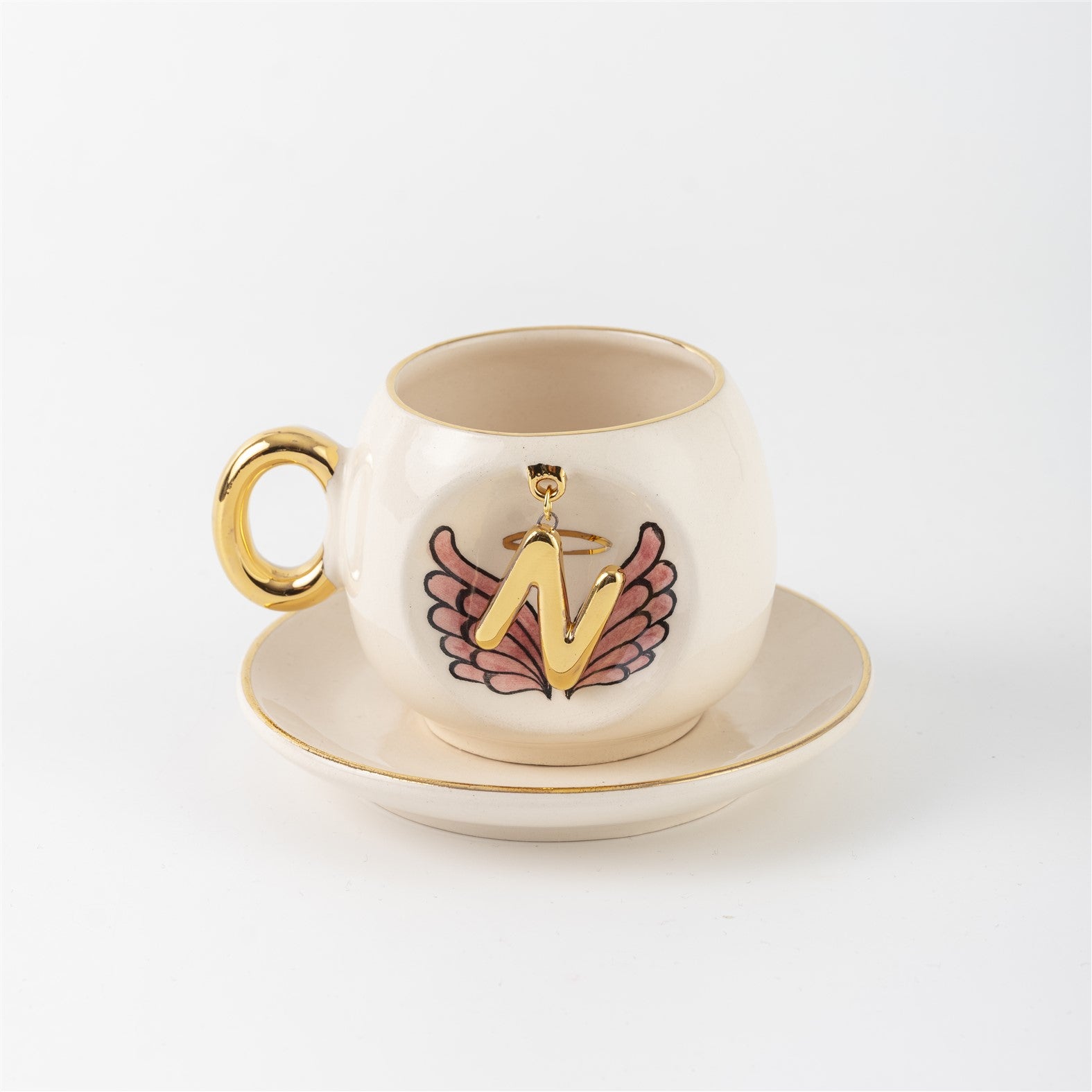 Angel Wings Letter Coffee Cup Pink