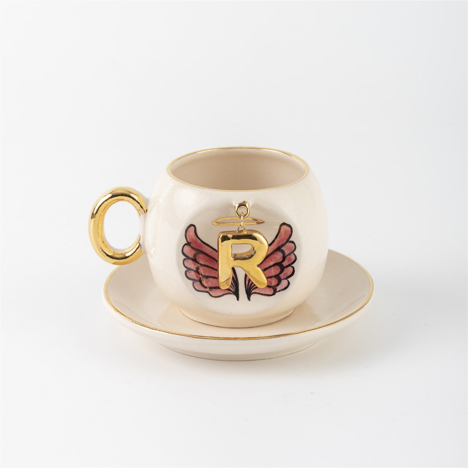 Angel Wings Letter Coffee Cup Pink