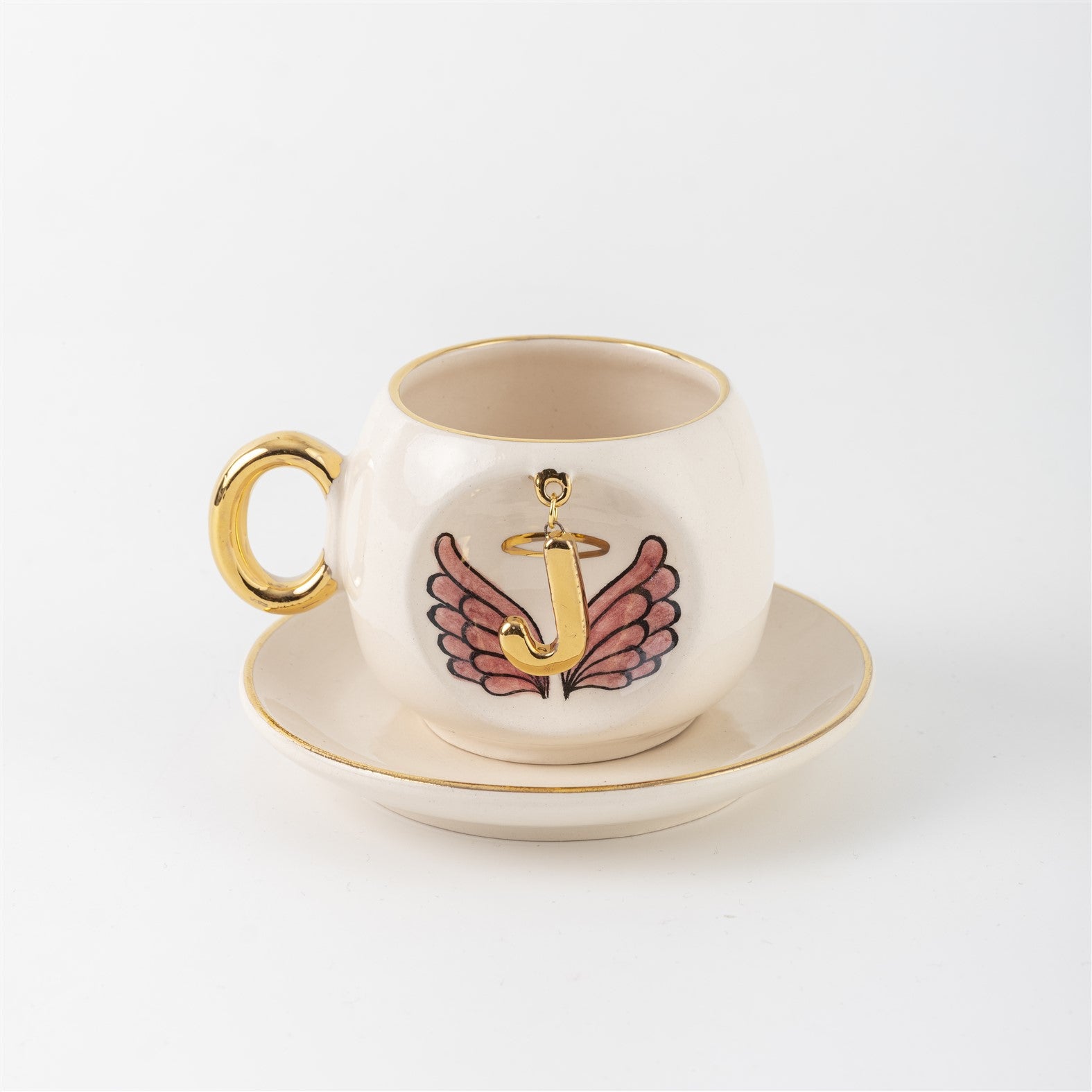 Angel Wings Letter Coffee Cup Pink