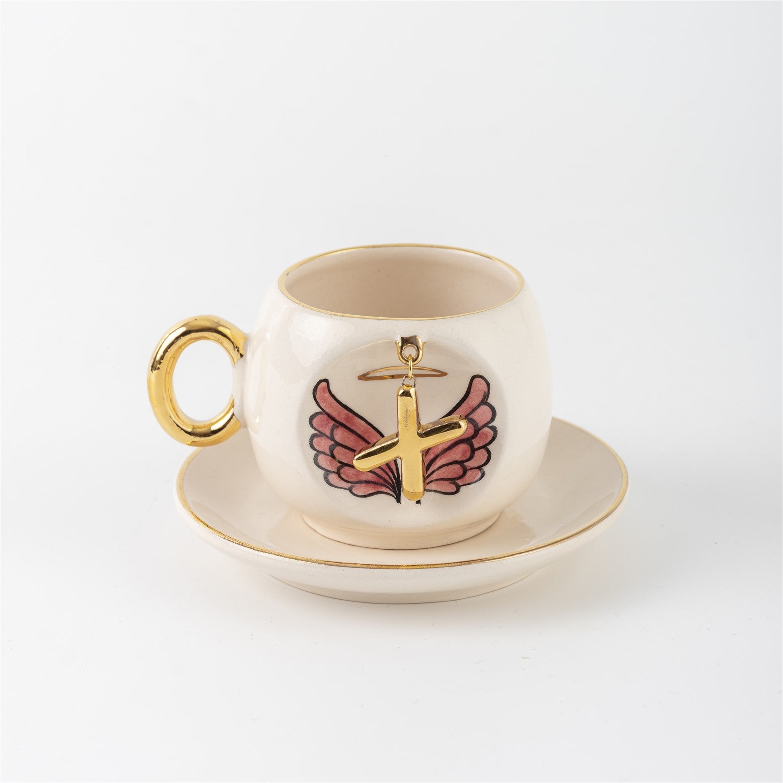 Angel Wings Letter Coffee Cup Pink