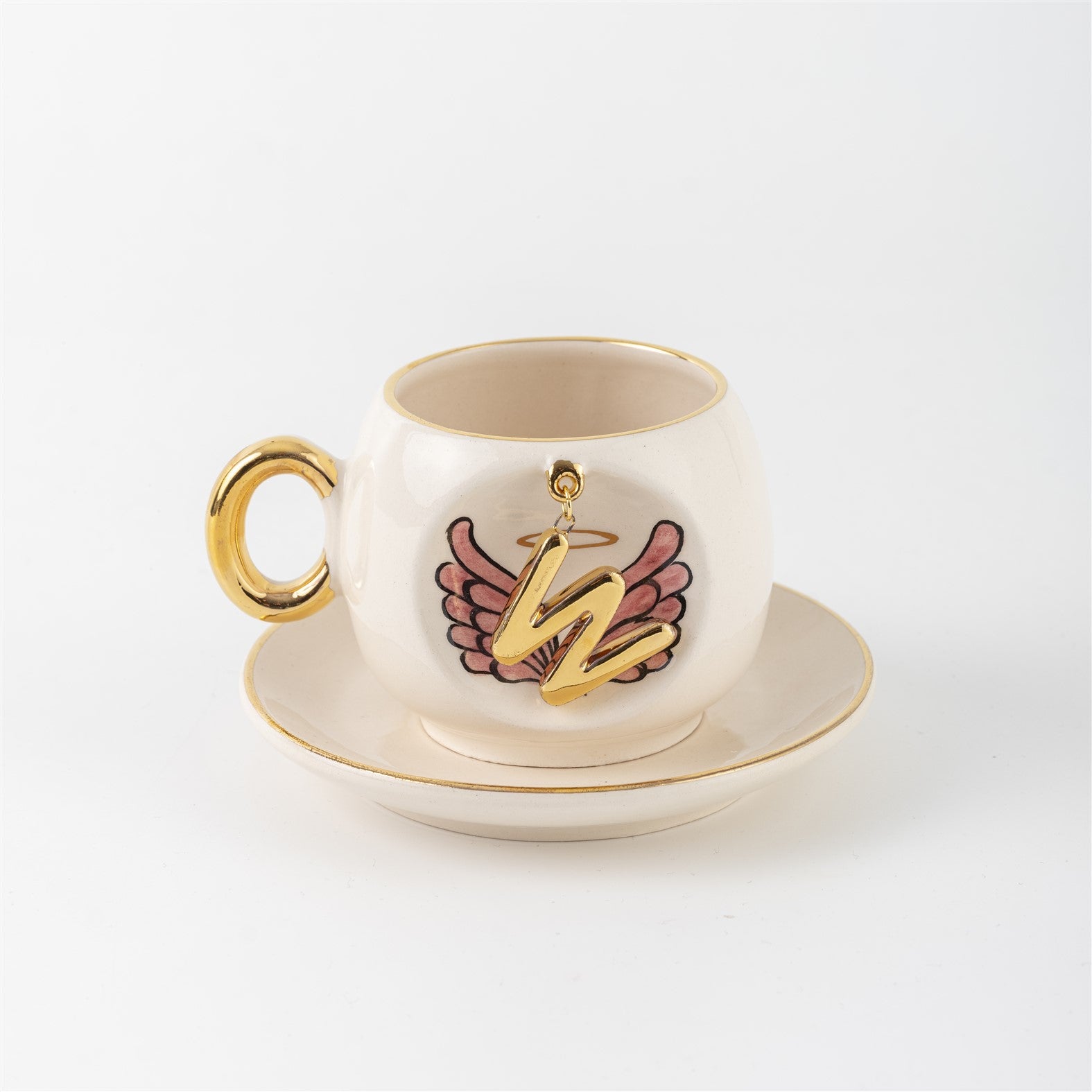 Angel Wings Letter Coffee Cup Pink