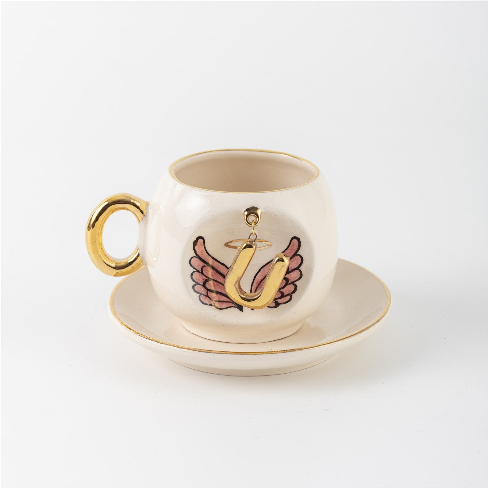 Angel Wings Letter Coffee Cup Pink