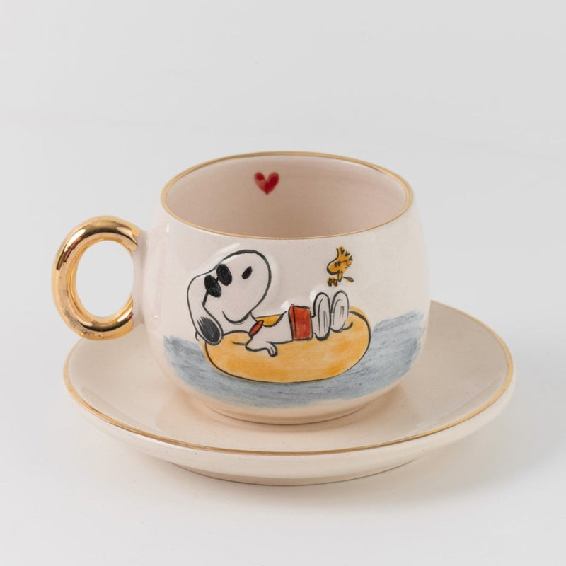 Handmade Ceramic Snoopy Coffee Cup, Coffee Time With Snoopy, Snoopy Sips from His Iconic Coffee Cup